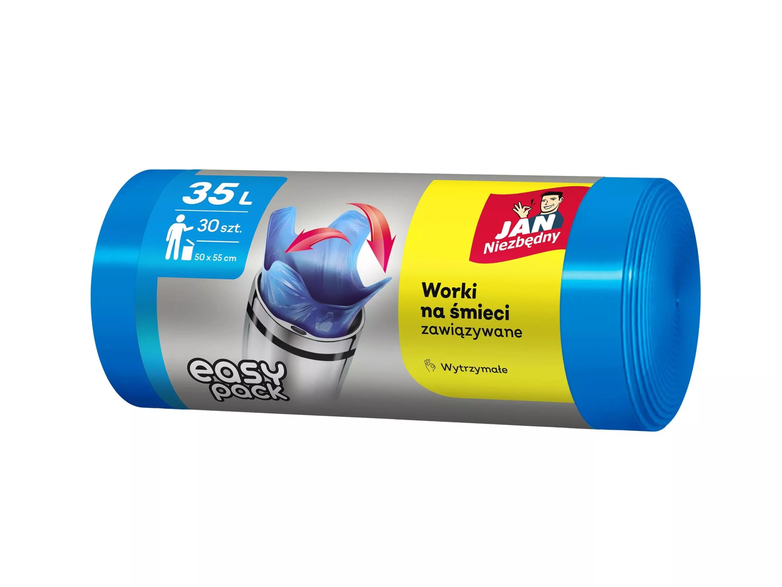 Worki na śmieci Jan Niezbędny 35L niebieskie — segregacja papier (30 szt.)