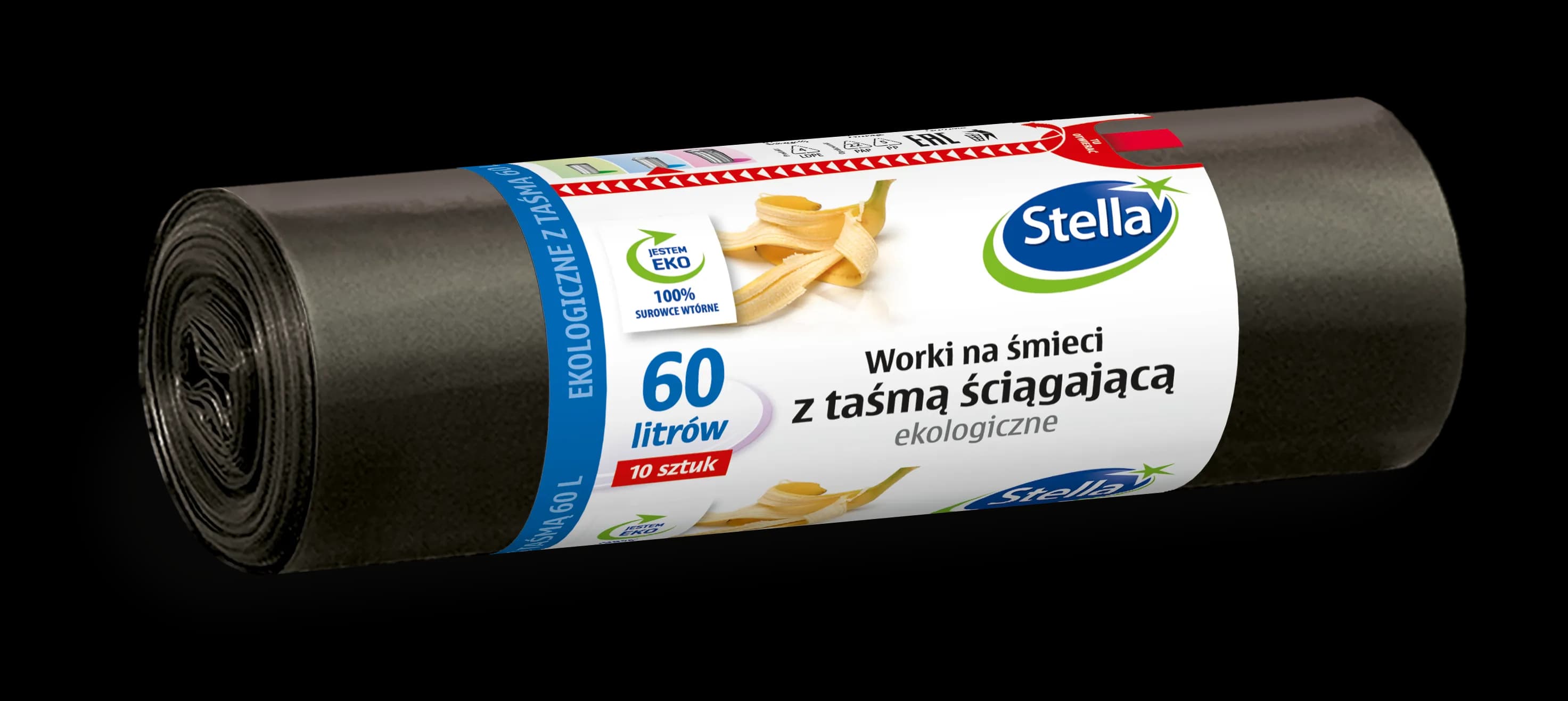 Worki na śmieci Stella 60L czarne wytrzymałe (20 szt.)