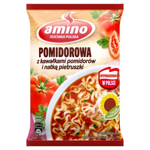 AMINO Zupa pomidorowa z kawałkami pomidorów i natką pietruszki 61g