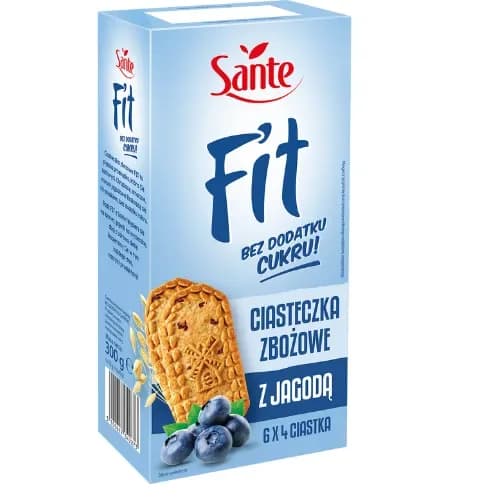 Fit Ciasteczka Zbożowe z Jagodą Bez Dodatku Cukru 300g