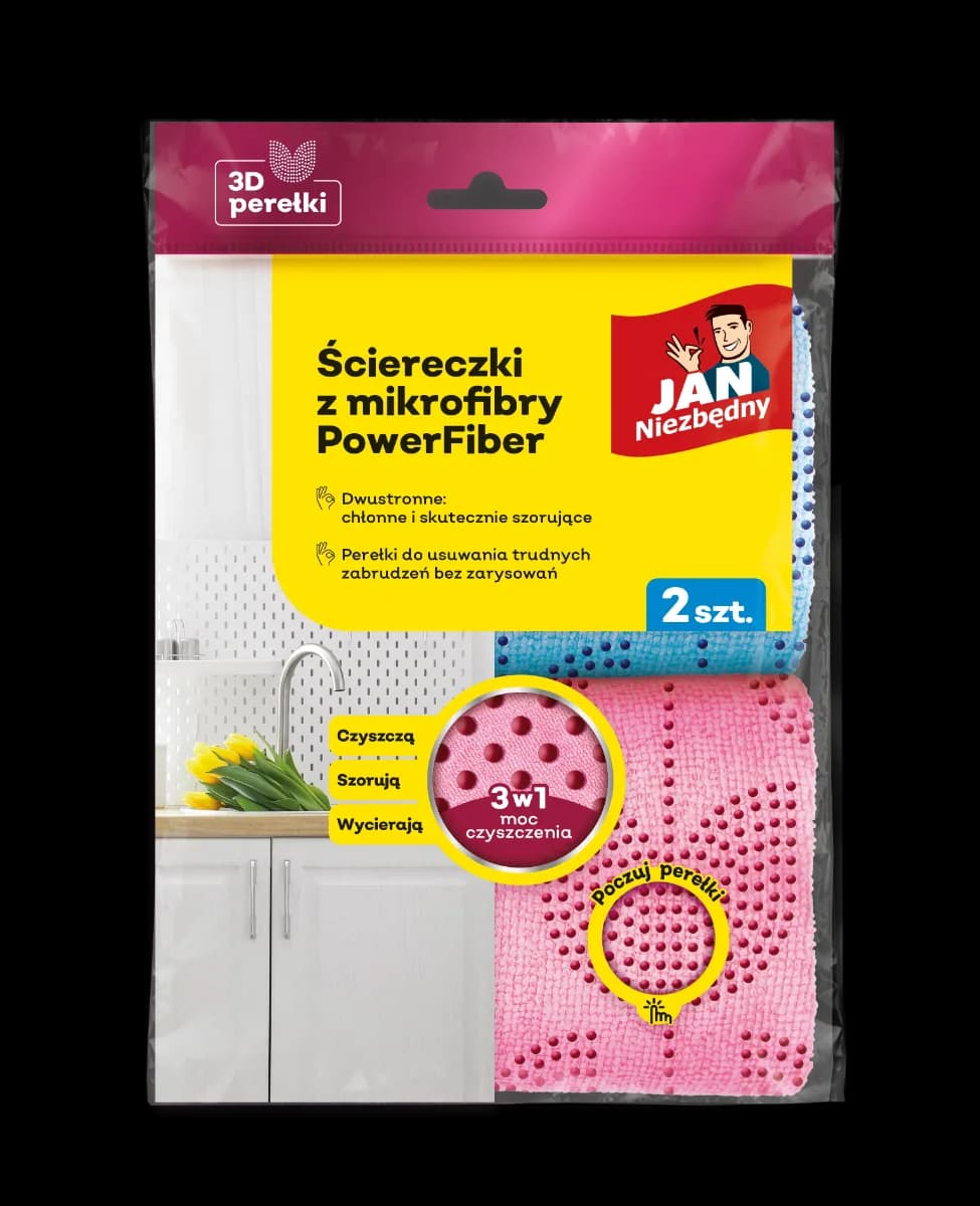 JAN NIEZBĘDNY ŚCIERECZKI Z MIKROFIBRY POWERFIBER 2SZT