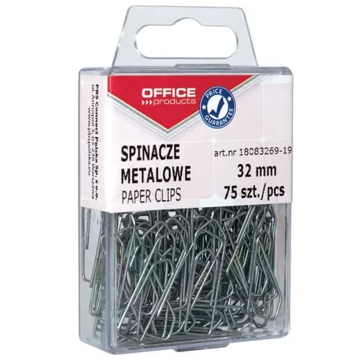 Spinacze metalowe 32mm w pudełku 75szt srebrne