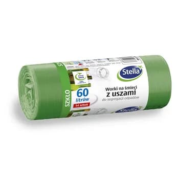 Worki na śmieci Stella 60L zielone — segregacja szkło (14 szt.)
